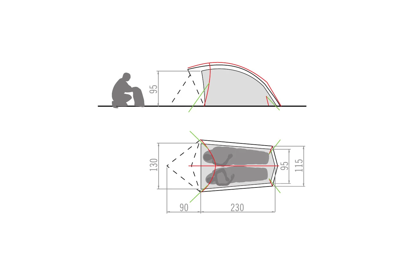 VAUDE Taurus 2P Telt, Grøn 1 VAUDE Taurus 2P Telt, Grøn
